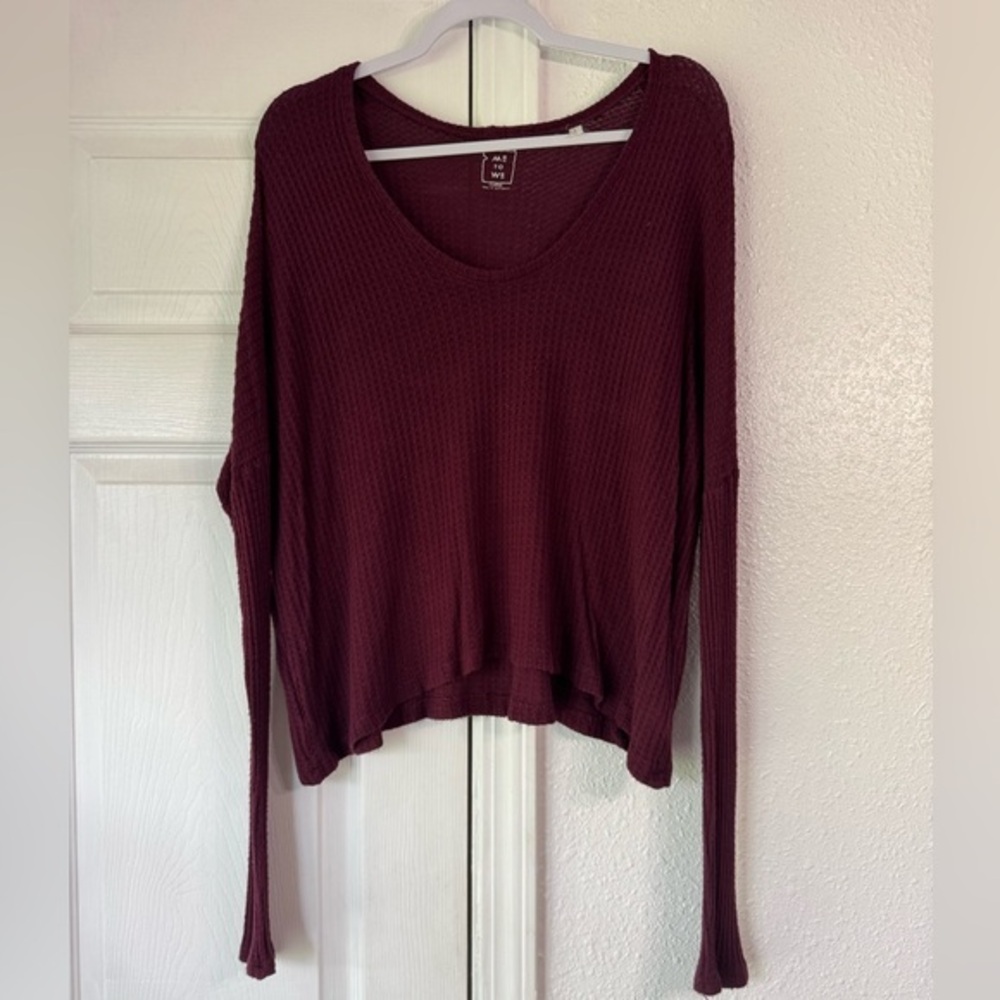 Me to We oversized Burgundy Long Sleeve Knit Top